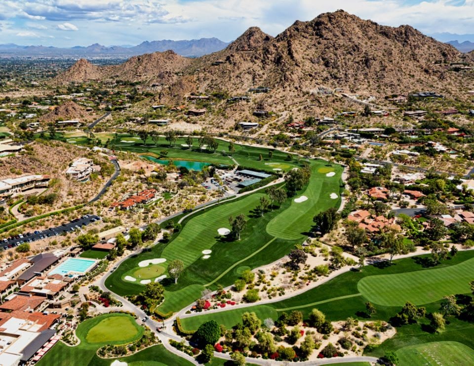 Aerial view of a Scottsdale golf course community