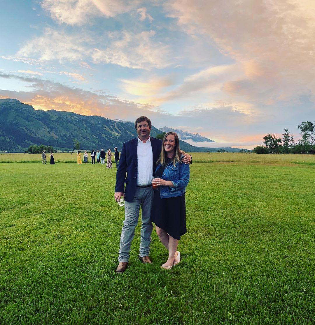 Nick and Payson Houfek in front of the Tetons