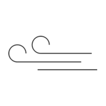 Airflow icon with curved wind lines