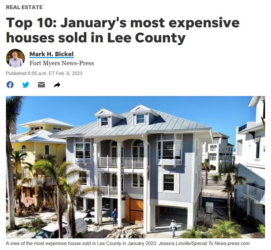 Top 10: January's most expensive houses sold in Lee County