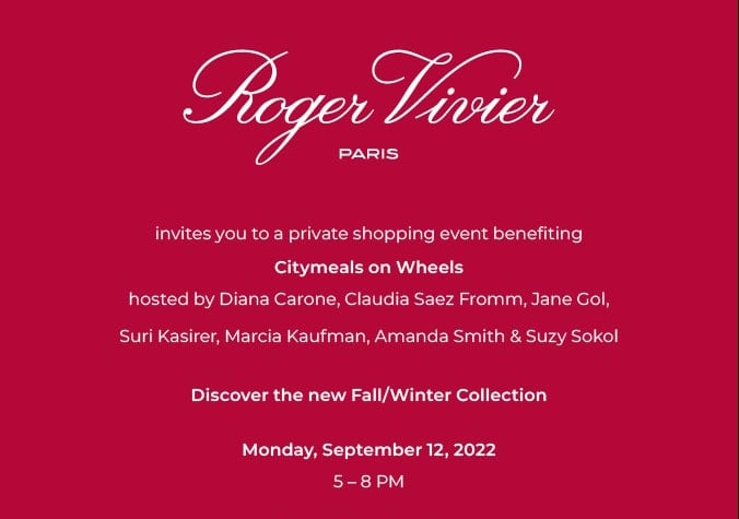 Save the Date! 9/12: City Meals on Wheels x Roger Vivier Event