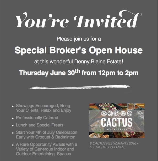 You're Invited! Please Join Us For A Special Broker's Open House Today!