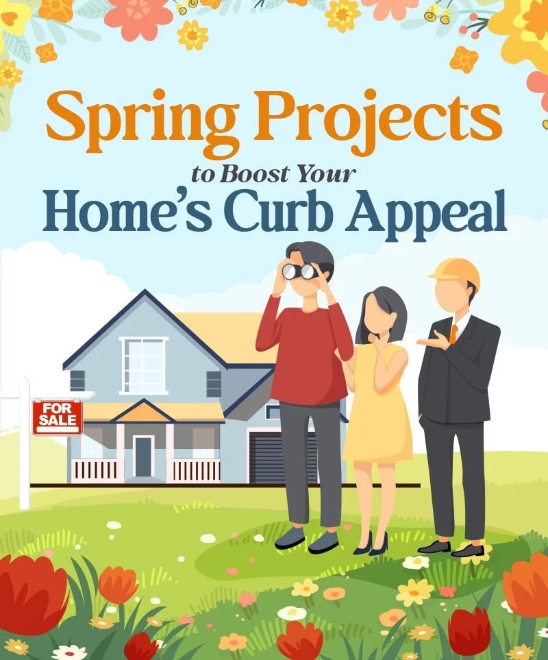 Illustration promoting spring projects to boost a home’s curb appeal.