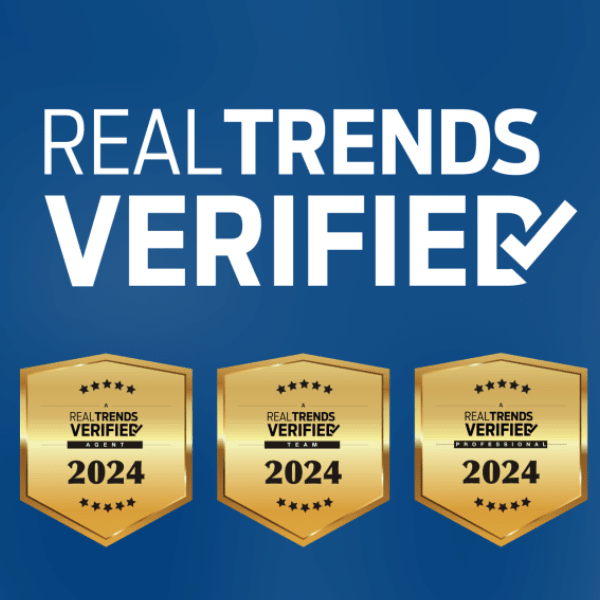 Gold RealTrends Verified emblems on blue background