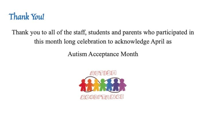 Millburn Township's Board of Education presents slide show on Autsim Acceptance Month
