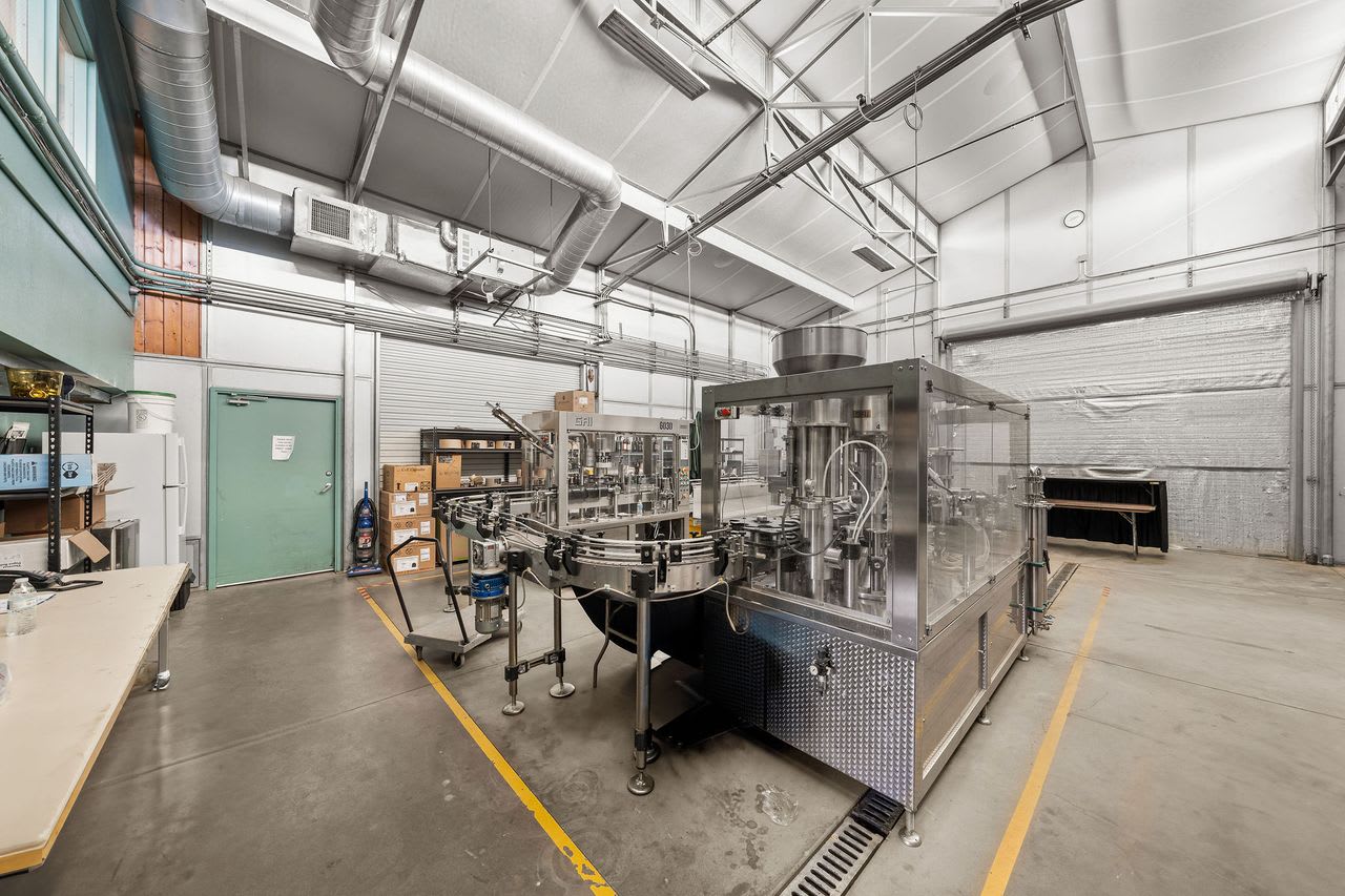 Bottling line in the winery at this Los Angeles vineyard estate, essential for wine production.