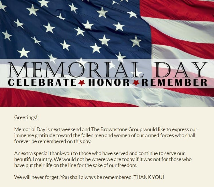 The Brownstone Group Bi Weekly Email Newsletter