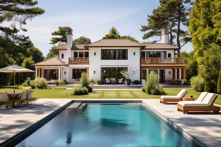 mediterranean inspired villa with sprawling garden