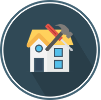 House with a hammer across its roof