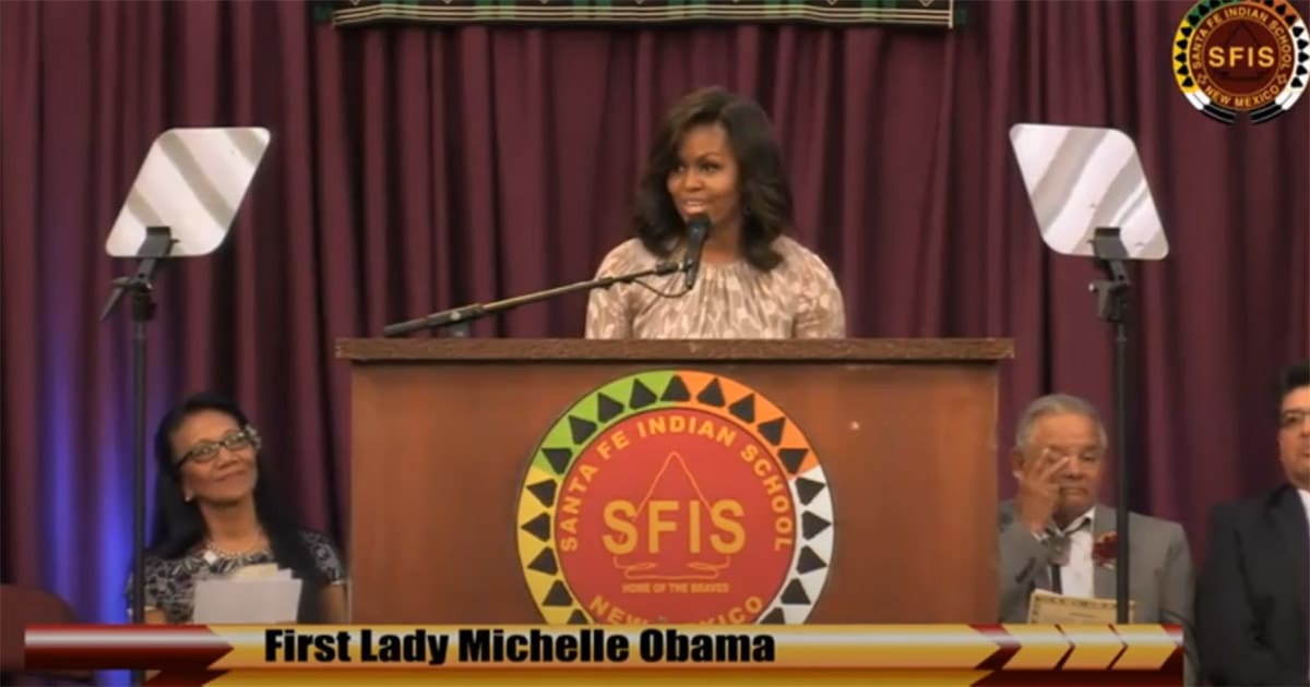 First Lady, Michelle Obama, Speaks at Santa Fe Indian School Graduation