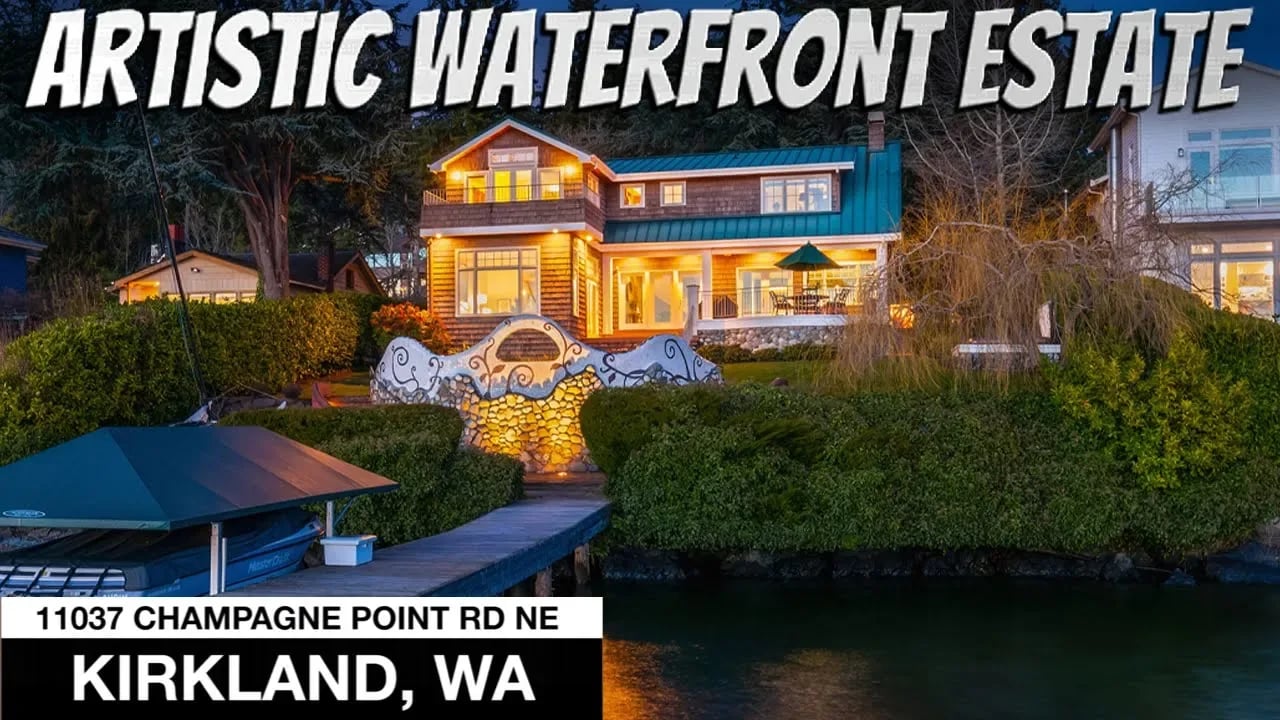 An Artistic Waterfront Estate in Kirkland, WA, with Antoni Gaudi Inspired Mosaic Installation