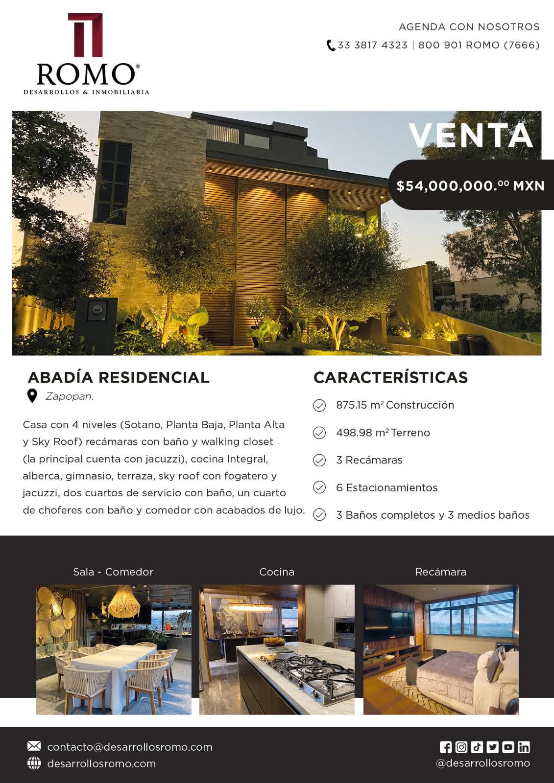 Exclusiva Residencia en Venta en Abadía $54'000,000.00 MN