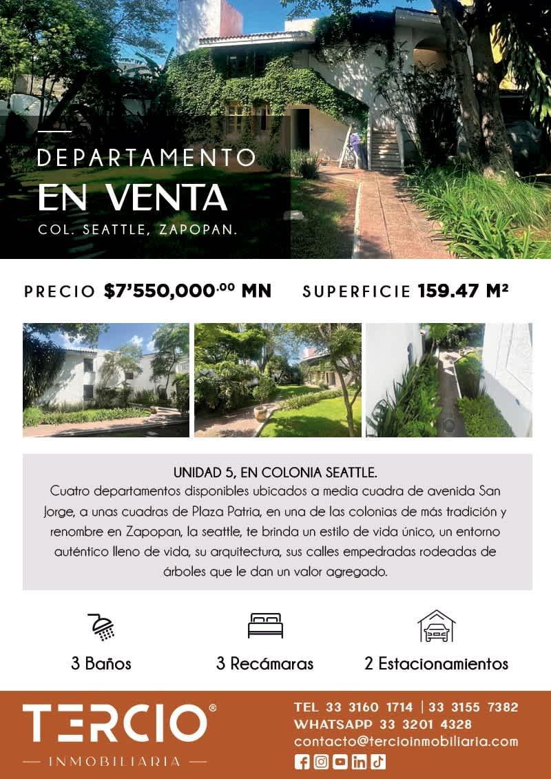 Departamento 5 en Venta en Col. Seattle $7'550,000.00 MN