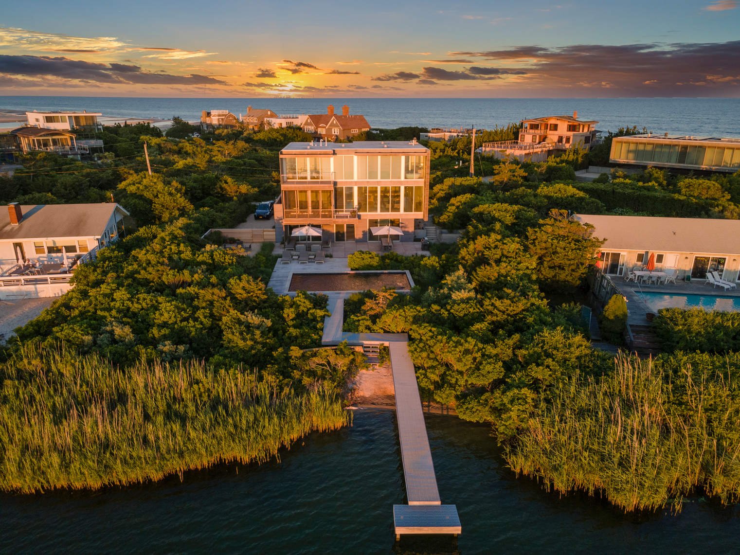 Unbelievable Sunsets Over Mecox Bay in a World-Class Modern