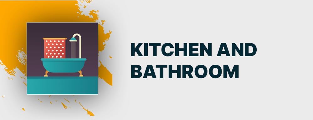 Kitchen and bathroom renovation topic graphic.