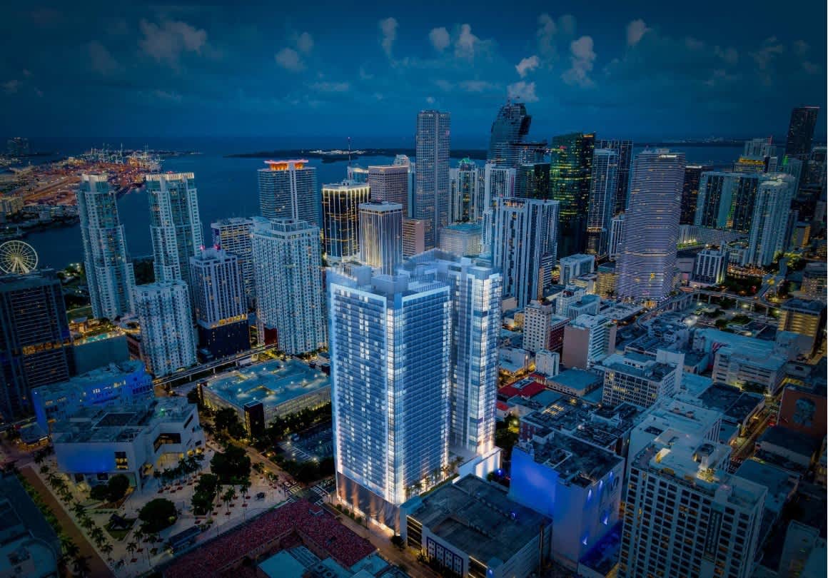 July 2024 - First Glass Installed at 448-Foot Tower Under Construction in Downtown Miami