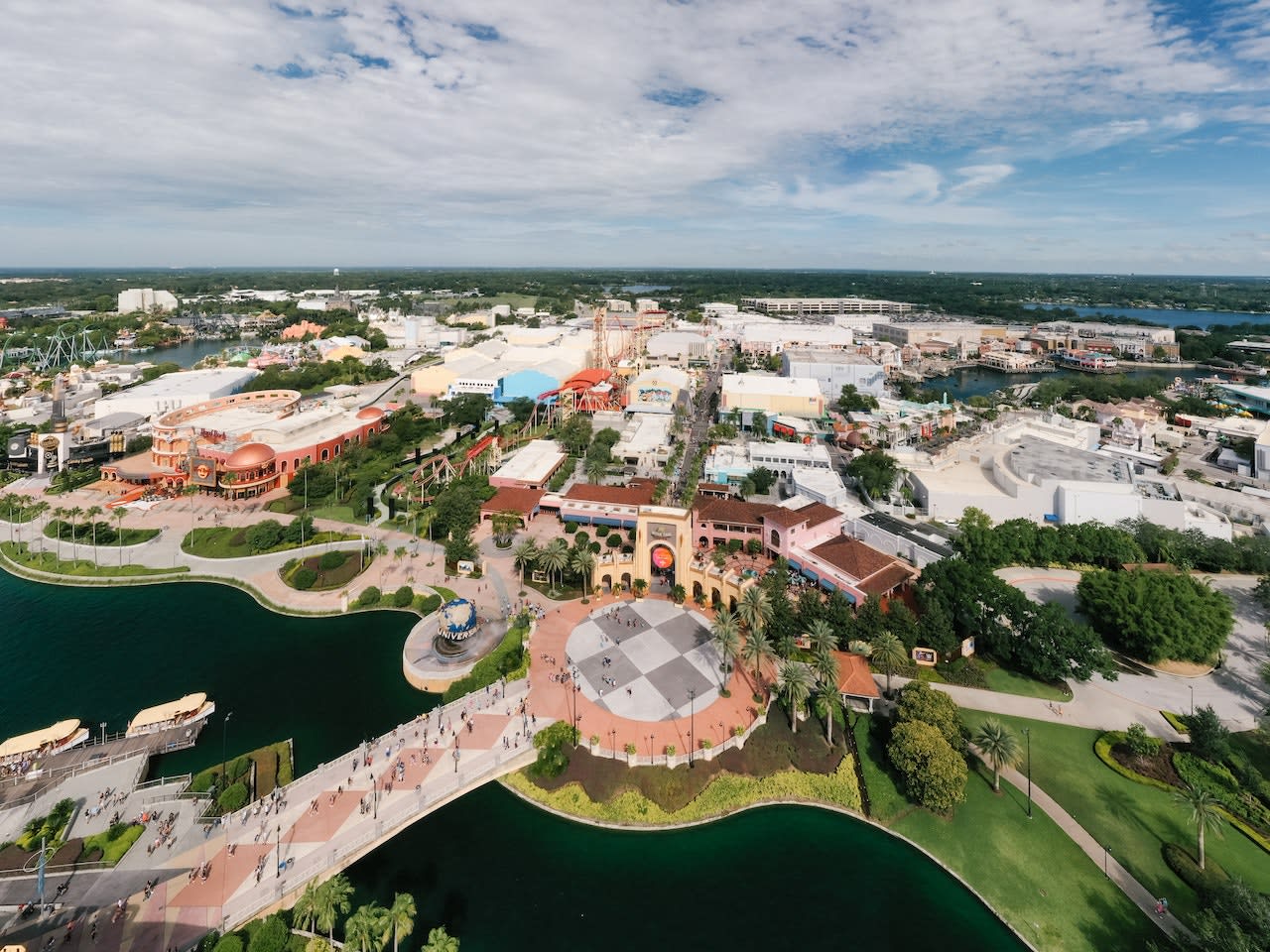 Aerial view of buildings in Orlando.