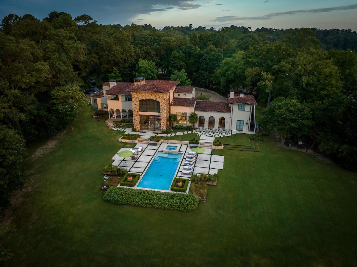 Lake House in Tyler Texas, Aerial Shot