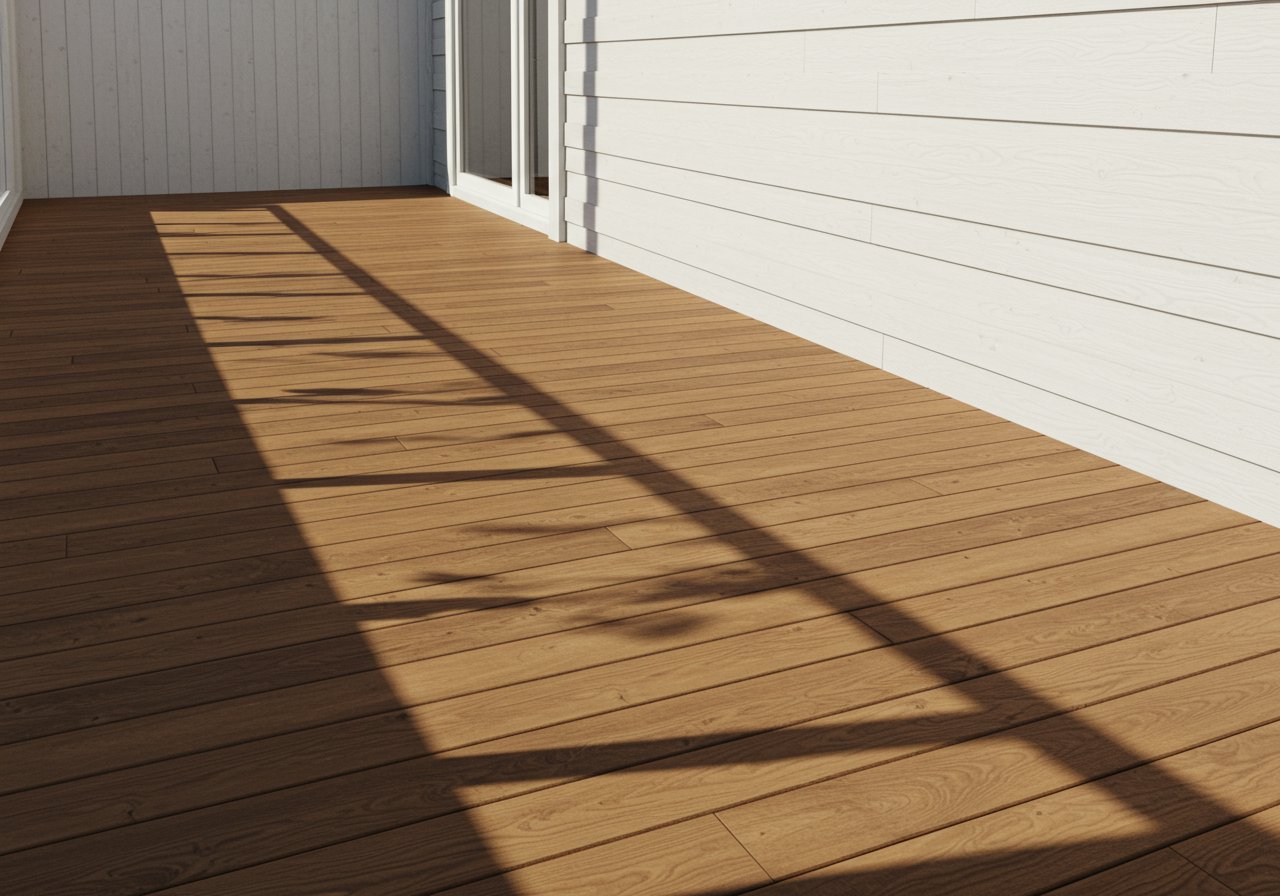 deck and wall on a sunny day with shadows