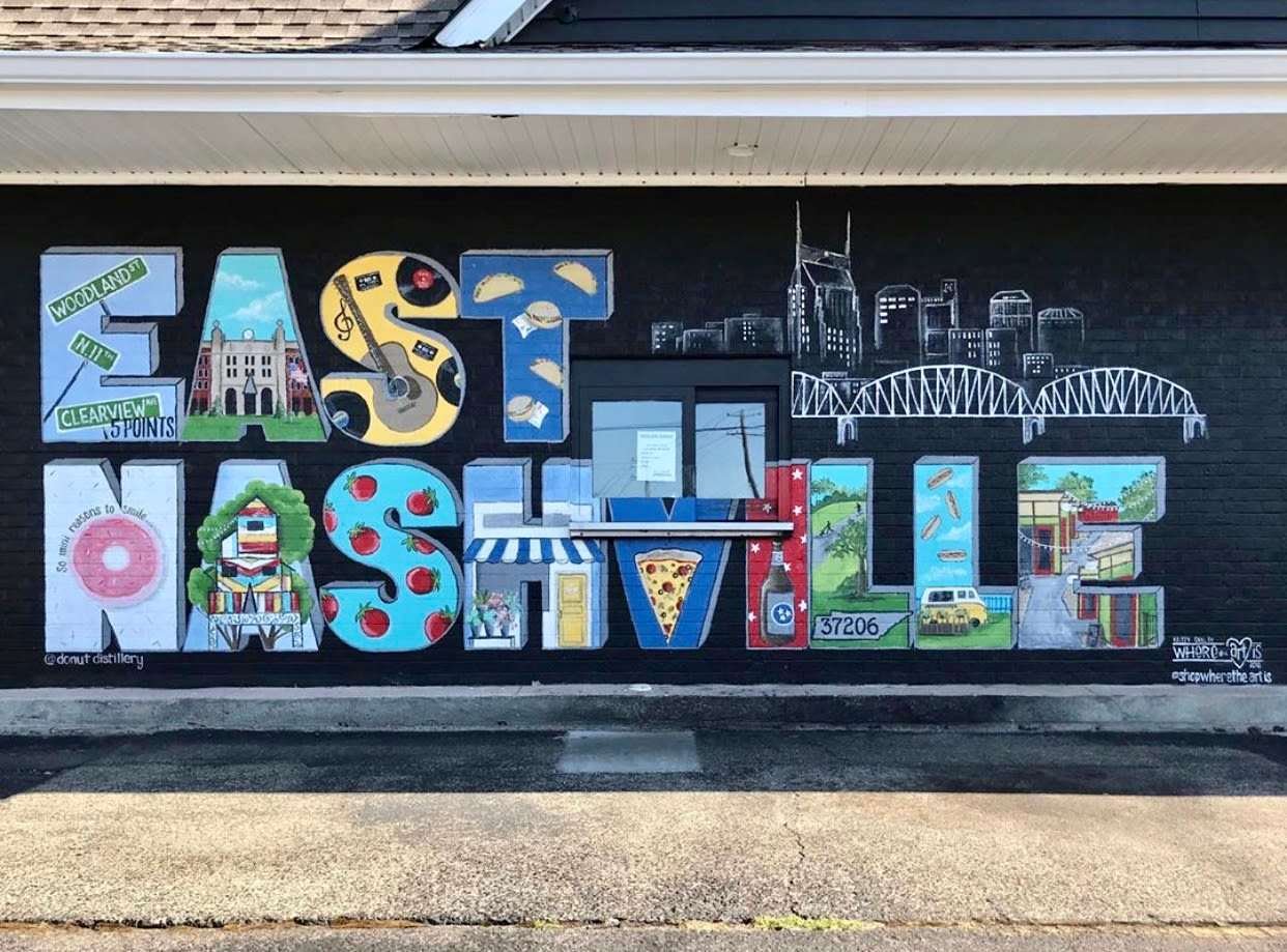 East Nashville is a vibrant, eclectic neighborhood known for historic homes, trendy eateries, art galleries, and music venues.