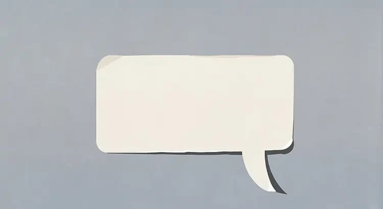 A blank white speech bubble on a gray background. These images suggest themes of communication or conversation.