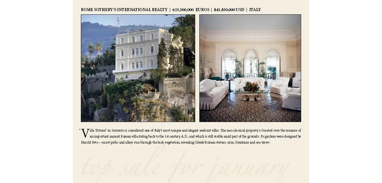 Sotheby’s International Realty Most Significant Sales of January 2012
