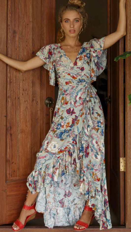 Carmen Wrap Maxi Dress from Covet Leisure