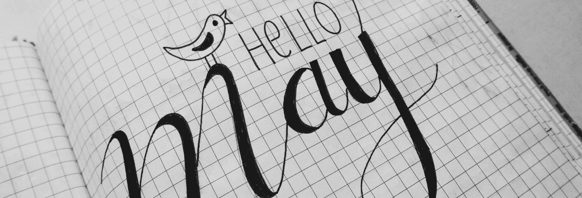 A black-and-white hand-drawn calendar style, simple and artistic, indicating the arrival of spring.