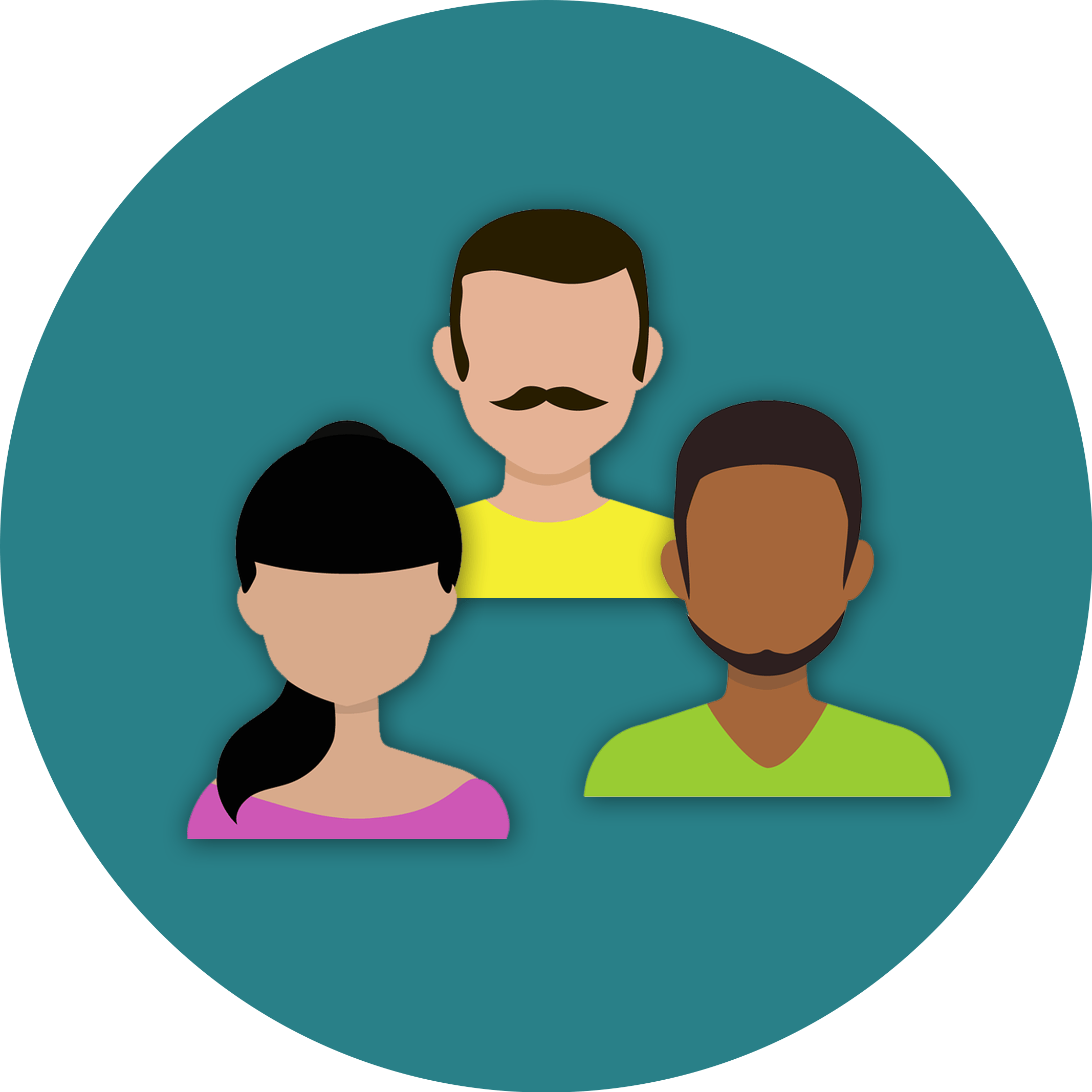 Illustration of three diverse people grouped together