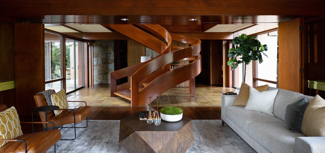 A Mid-Century Modern House With a Sculptural Staircase Outside of L.A. Lists for $4.5 Million