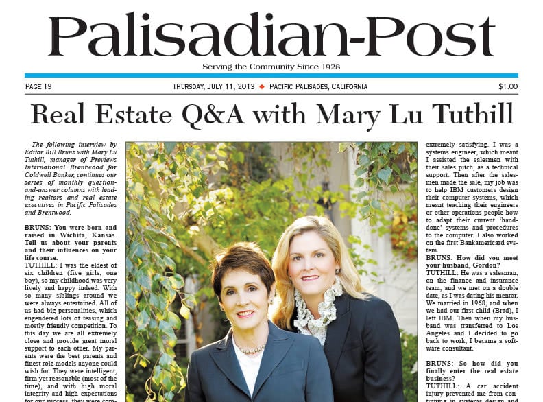 Palisadian Post Real Estate QA With Mary Lu Tuthill