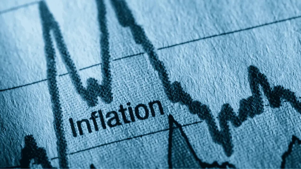 A graph with the word "Inflation" prominently displayed, indicating economic or financial analysis related to inflation rates.