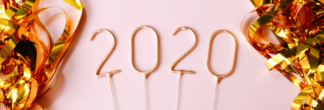  the year 2020 creatively represented with decorative elements.