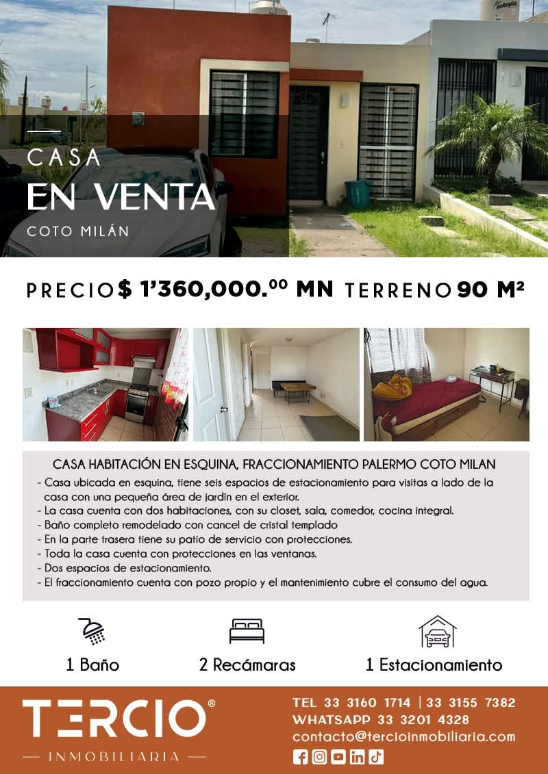 Casa en Venta Fracc. Palermo en Tesistán. $1'360,000.00 MN