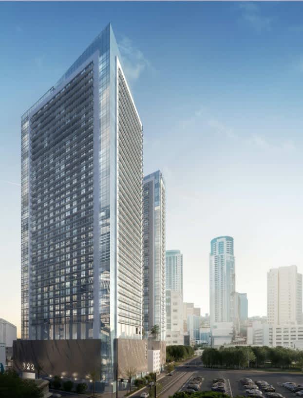 July 2024 - First Glass Installed at 448-Foot Tower Under Construction in Downtown Miami