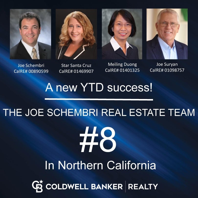  A promotional graphic with a blue gradient background, displaying four headshots of real estate professionals at the top. 