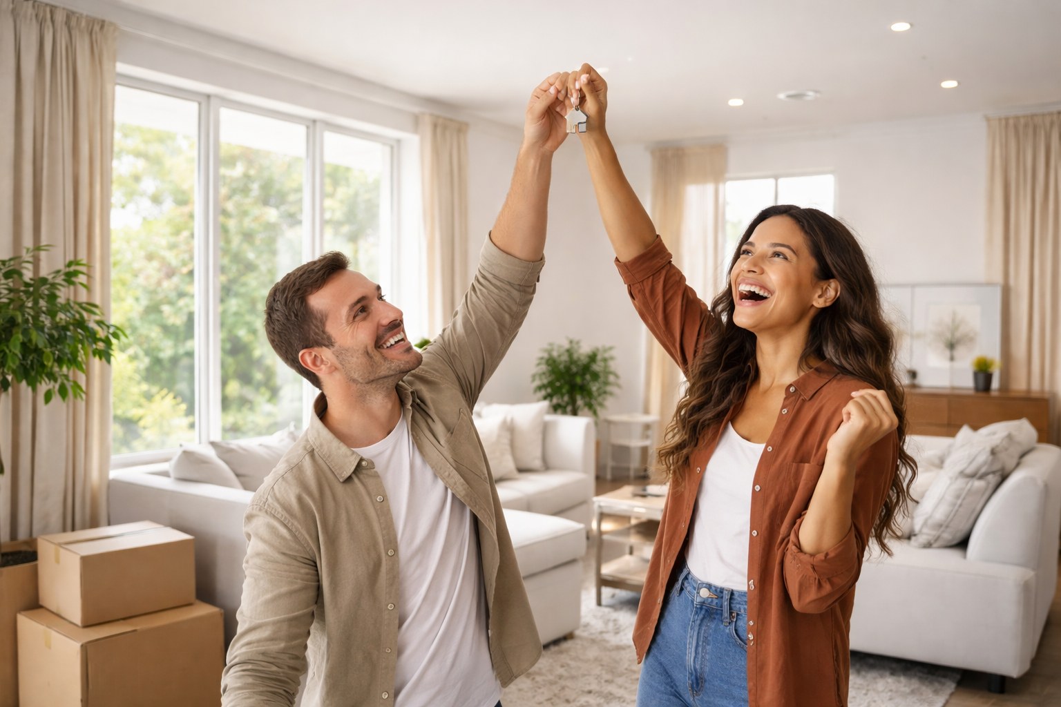 Couple celebrating a home milestone