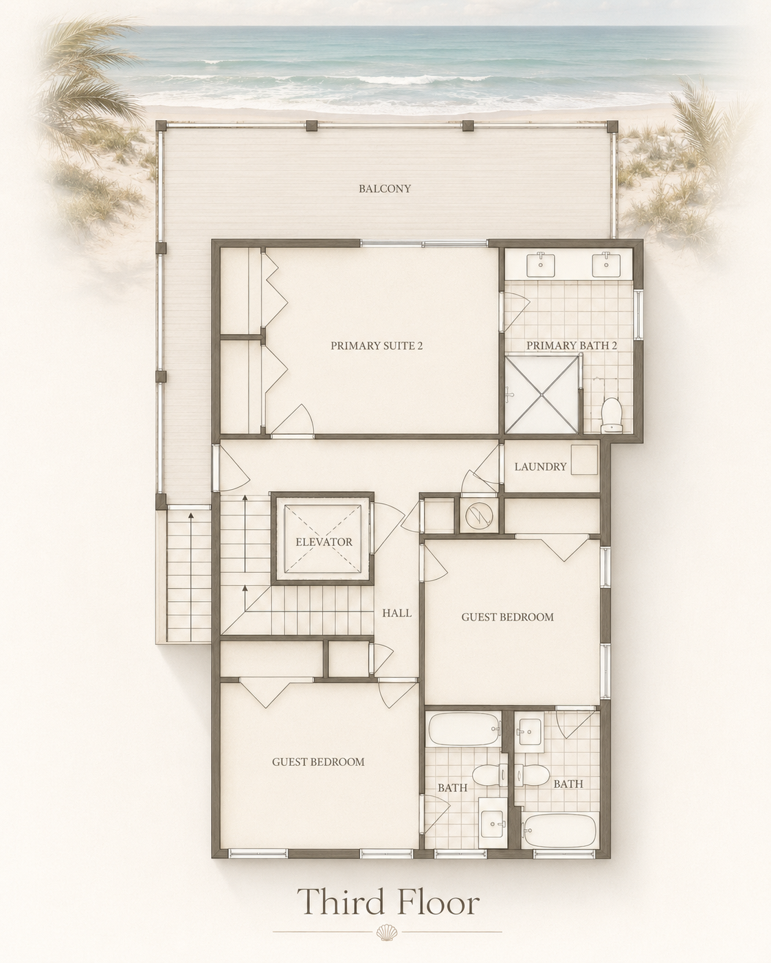 Enlarged Second Floor plan for 736 Dune Ridge