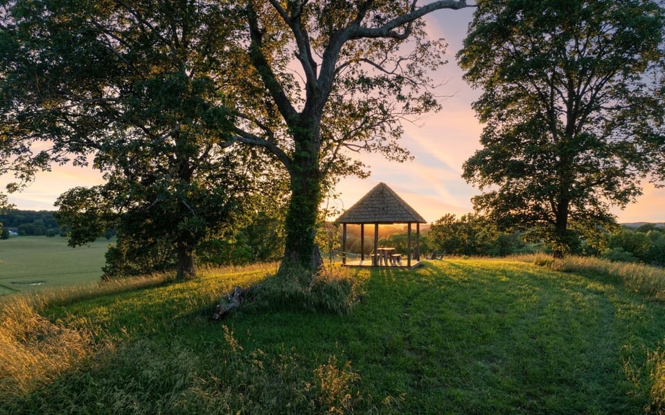Hilltop gazebo at sunset, Marlowe