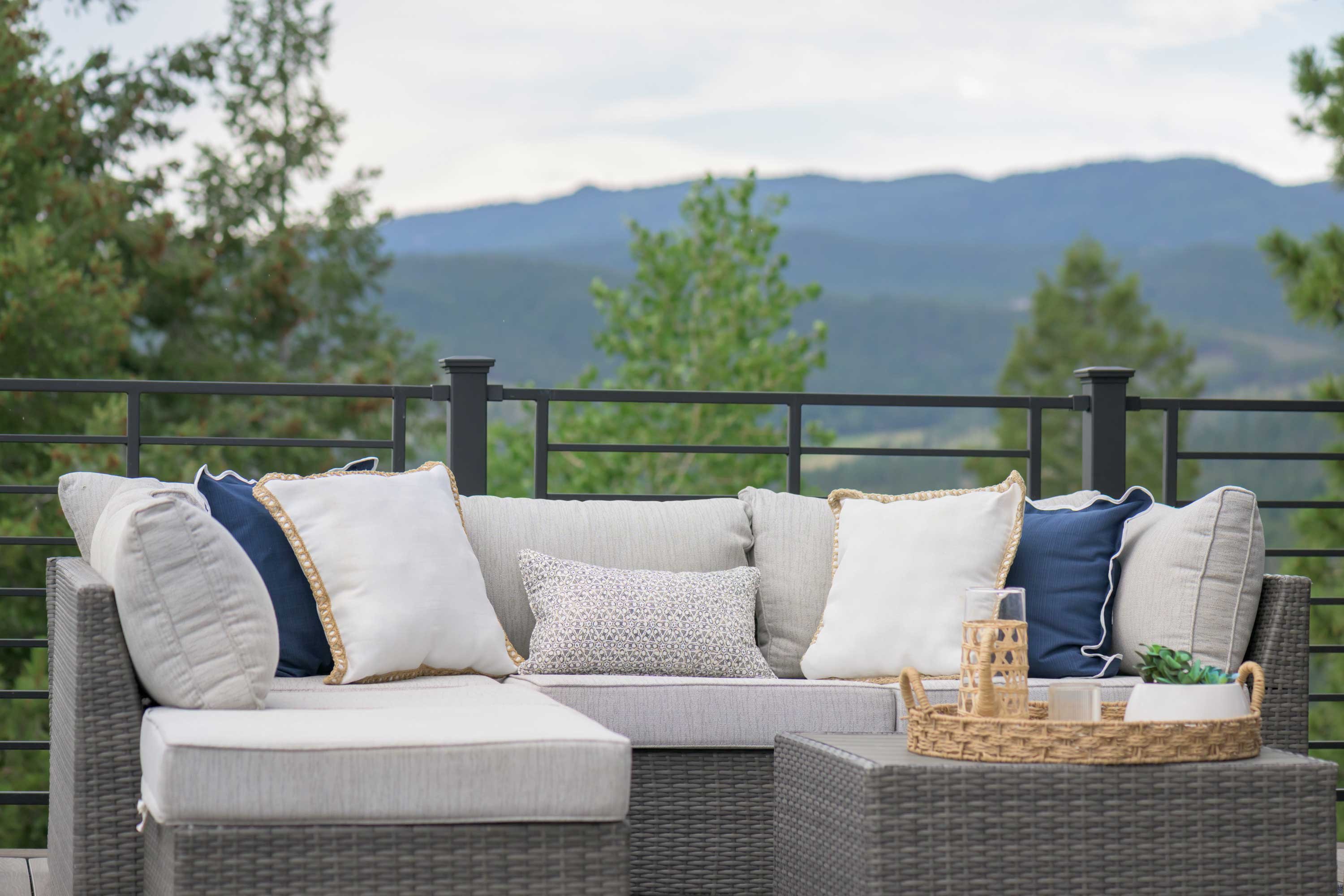 Outdoor entertaining area at sunset