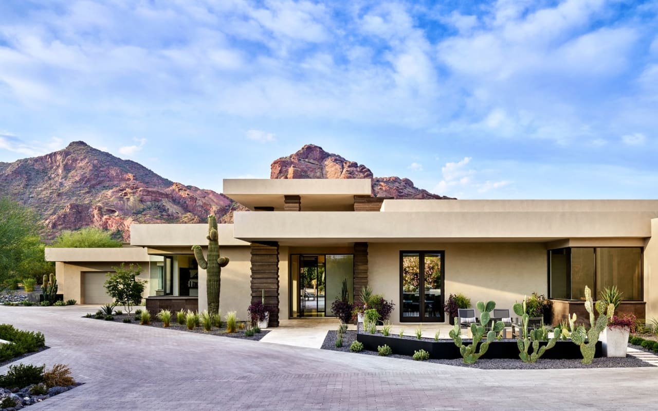 Modern luxury home with Camelback mountain views