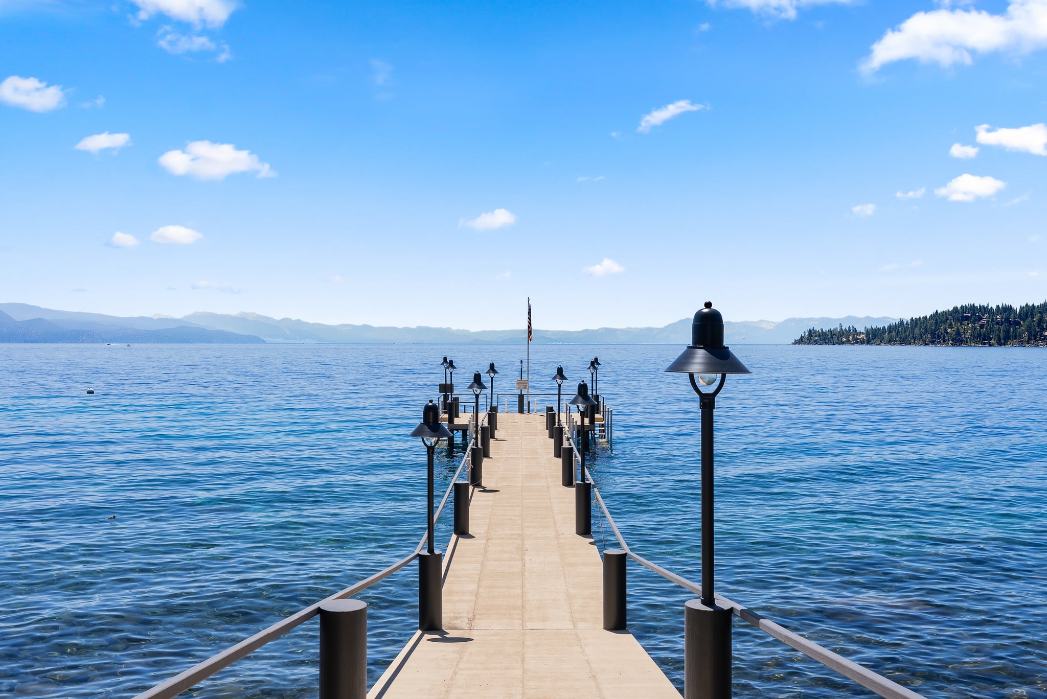 Pier with Lake Tahoe in the background at Lakeshore Terrace