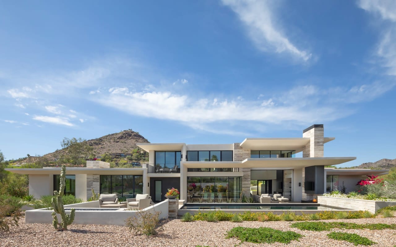 Camelback views from modern estate in Paradise Valley