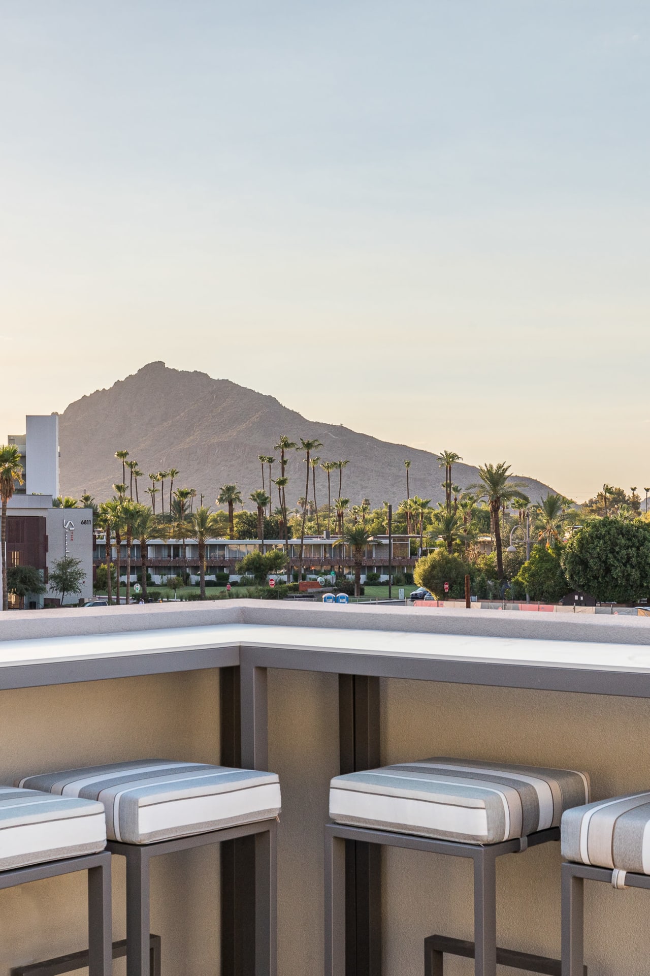 View from rooftop in luxury modern home in Old Town Scottsdale