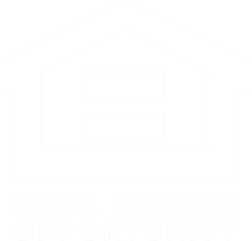 Equal Housing Opportunity Logo in White - Equal sign contained within a house shaped box