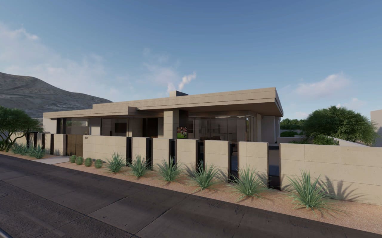 Exterior rendering of new modern home in AZ