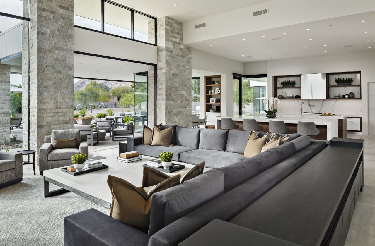 Modern living and kitchen with indoor outdoor living