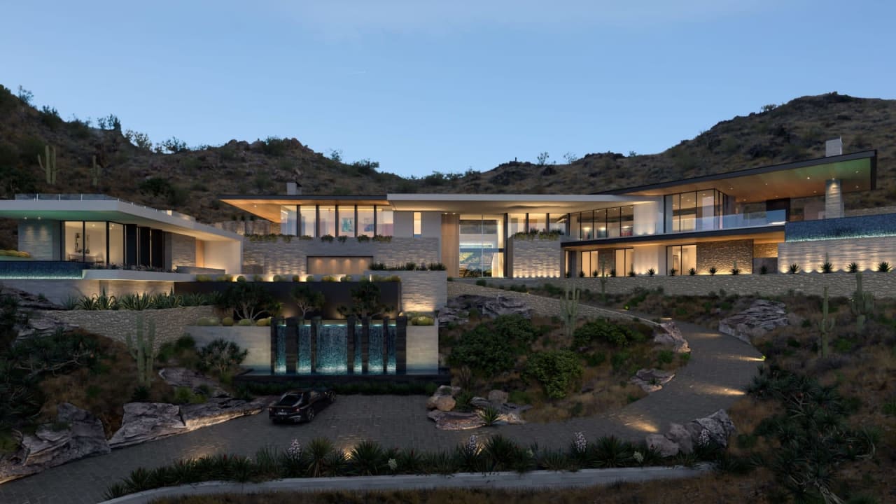 Modern mansion in private hillside community