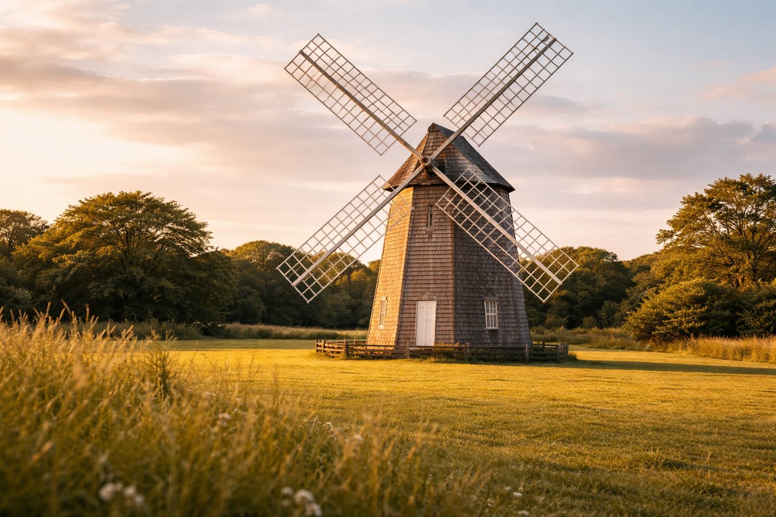 a windmill in a field in Water Mill