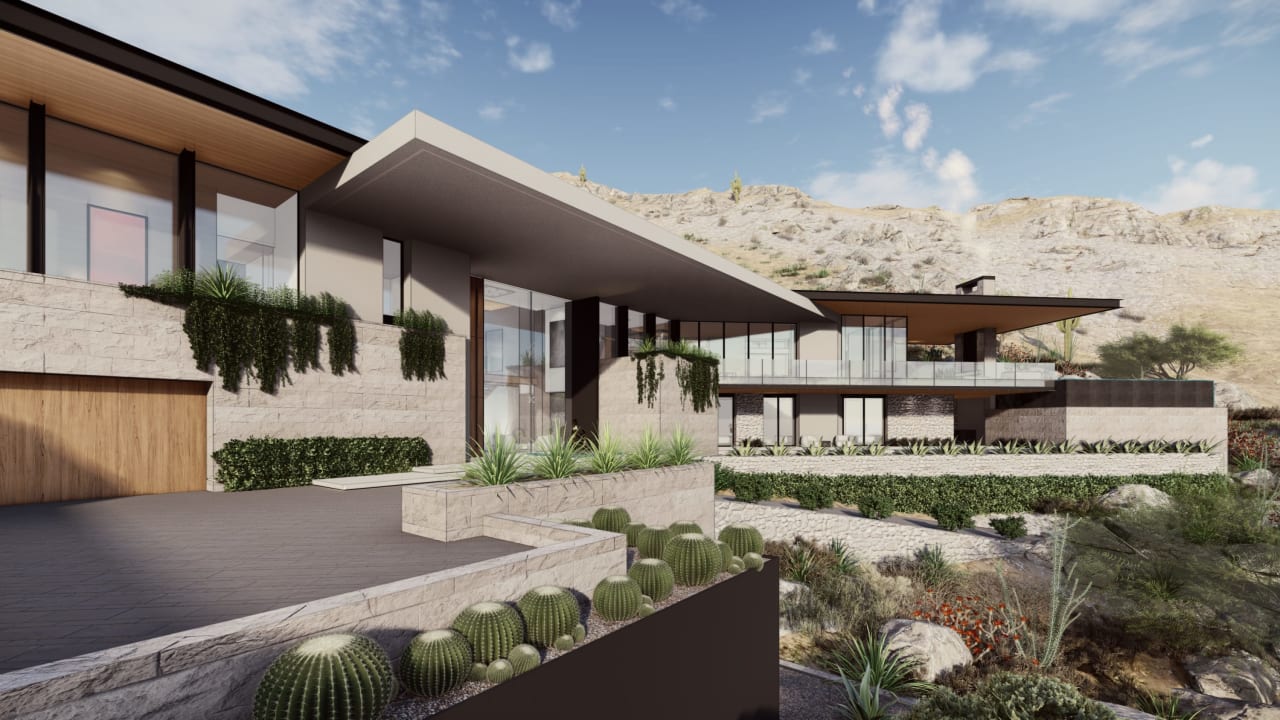 Ultra luxury modern mansion on hillside lot in Arizona